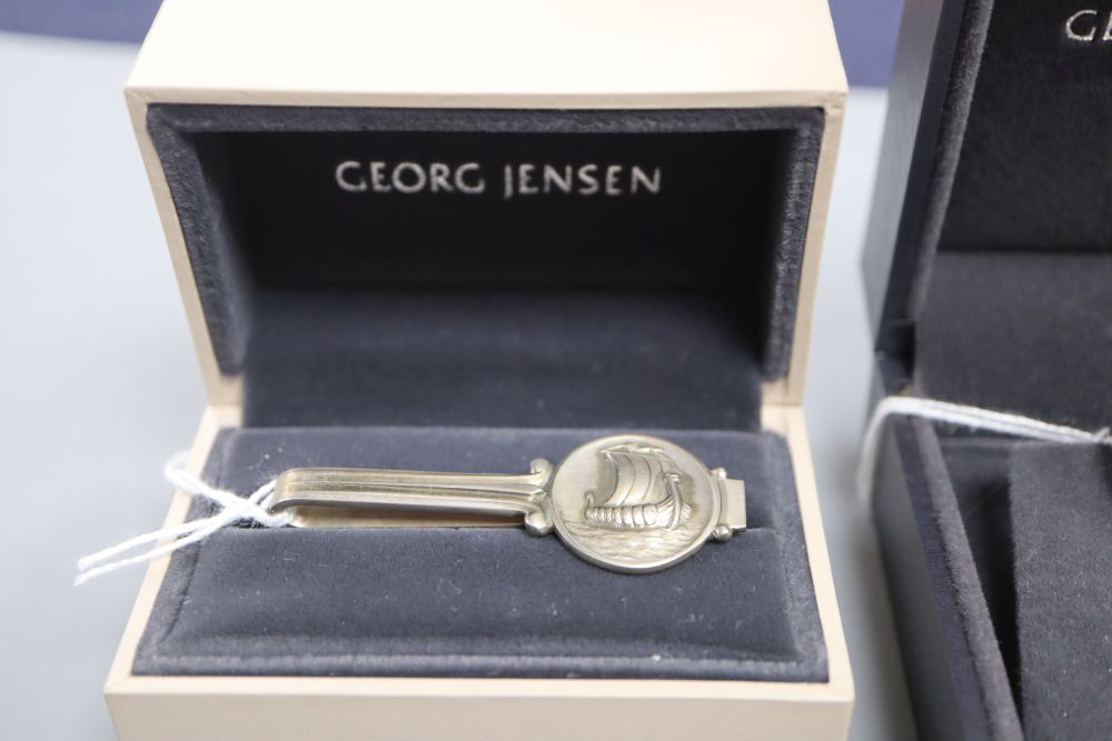 Allan Scharff for Georg Jensen, a pair of sterling silver Alliance earrings, No. 555 and two other items,